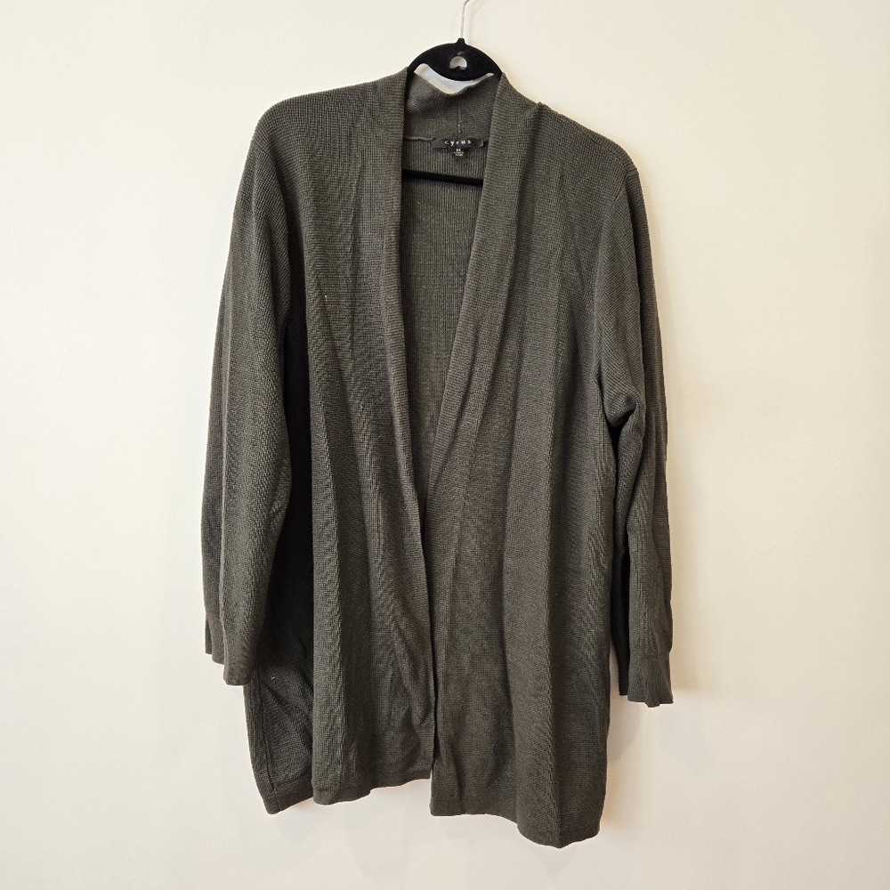 Open front Dark Green Cardigan Sweater